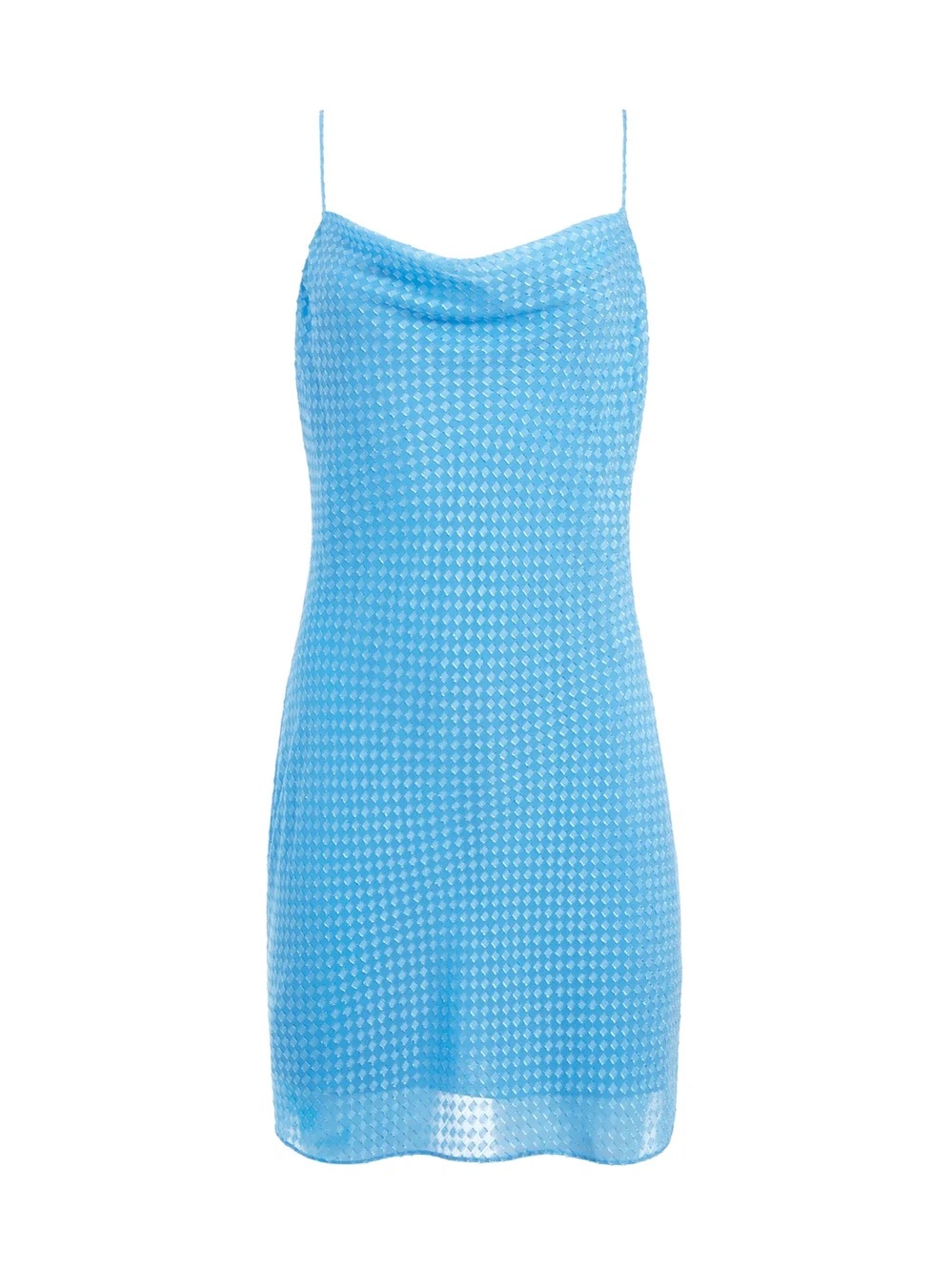 Alice + Olivia
Harmony Drapey Mini Dress with Cowl Neck & Belt Tie in Baby Blue